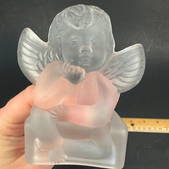 Vtg Penco Clear Frosted Glass Angel Cherub Tea‎ Light Small Candle Holder Figure - Picture 7 of 11